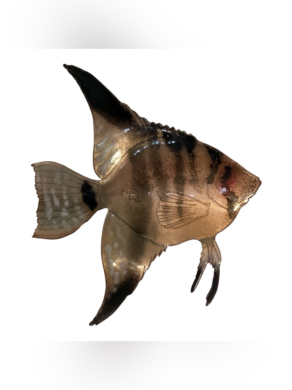 Vintage Bovano of Cheshire Angelfish Enamel on Copper Wall Sculpture USA